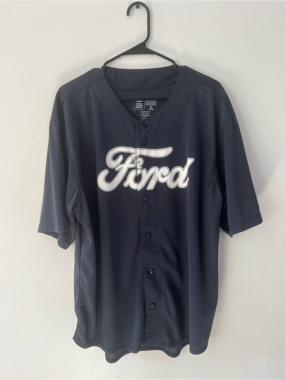 Ford Navy Blue Button-Up Logo Jersey